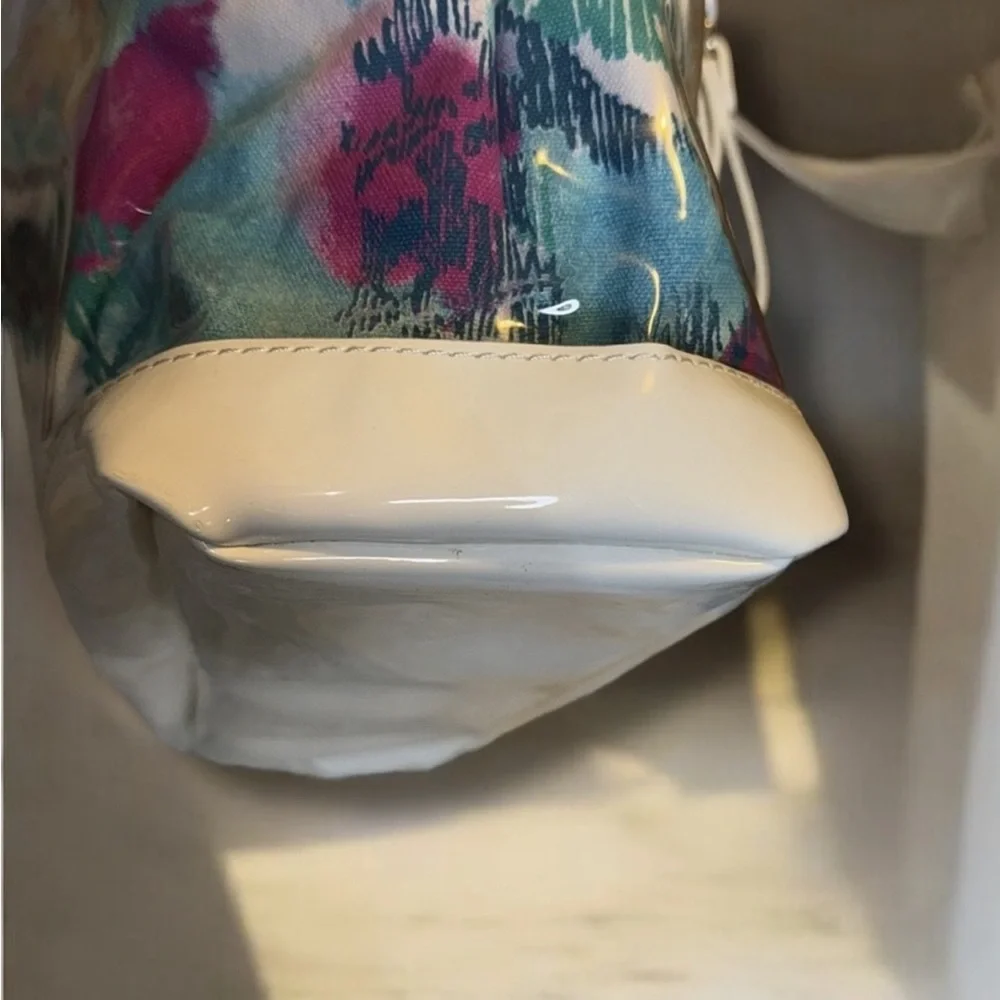 See By Chloe Multicolor Tote Bag PVC LEATHER FABRIC Floral Spring Summer Travel - Picture 10 of 12